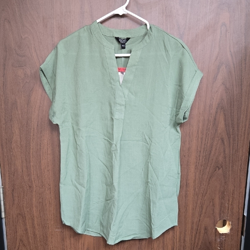 Rachel Rachel Roy Size XL Green Lightweight V-Neck T-Shirt Blouse